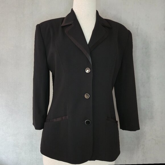 Jacob Jackets & Blazers - Vintage Jacob 3/4 Sleeve Blazer | Satin Trim Detail | Size 10